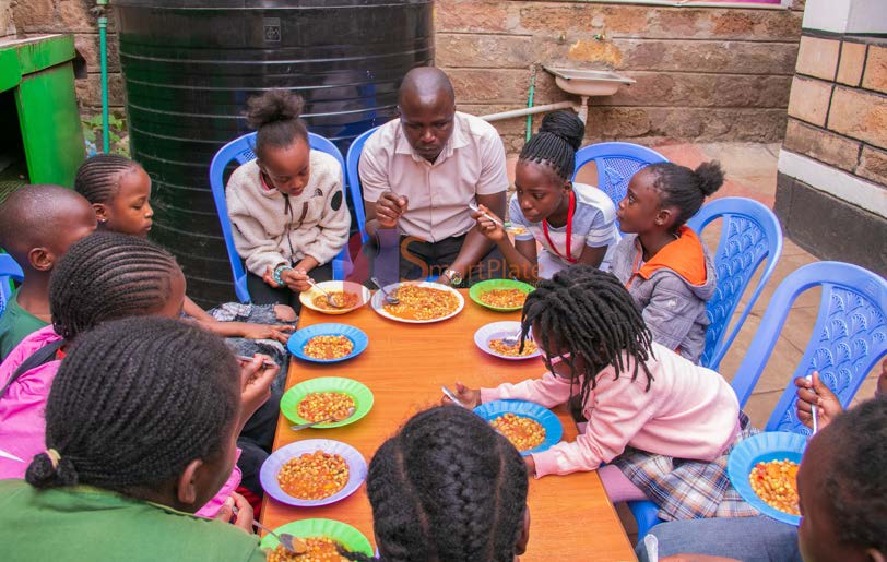 Children sharing a meal